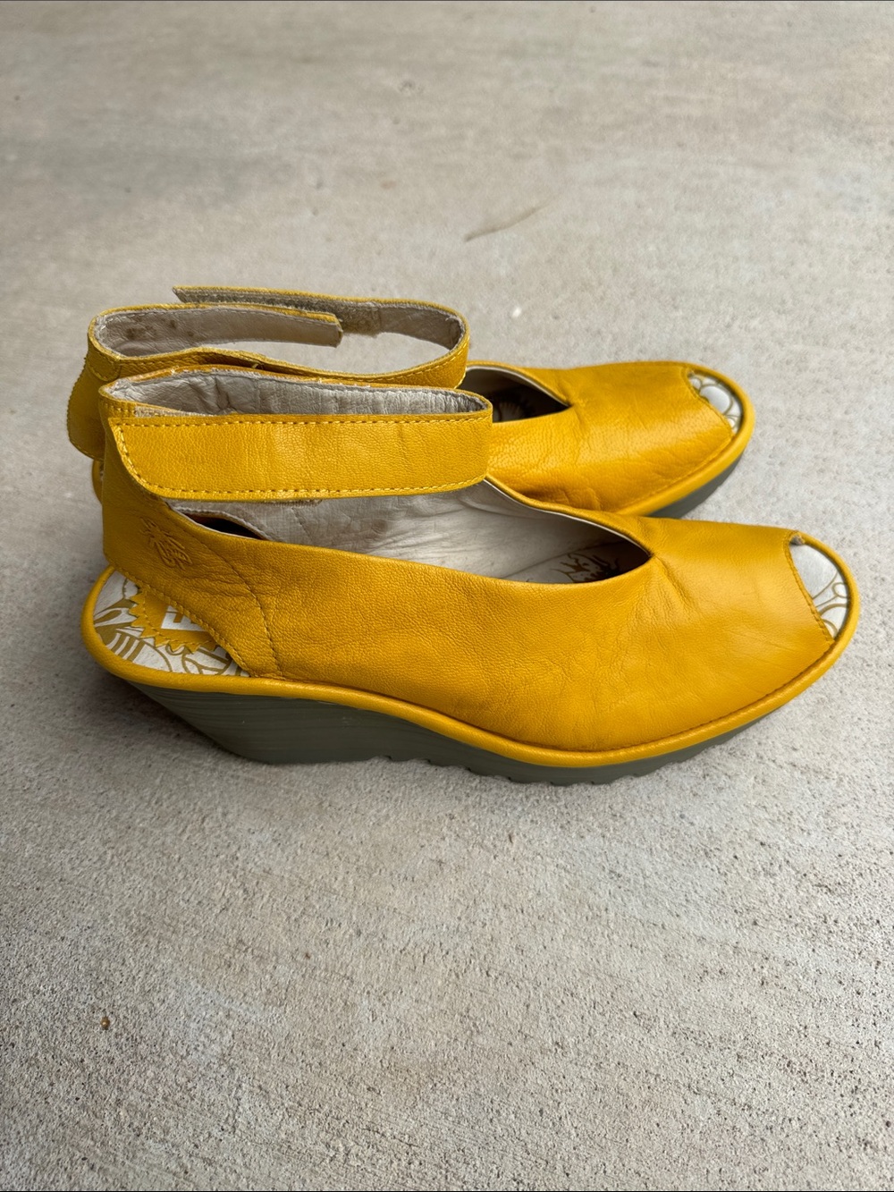 Fly London Women's Yellow Yala Open-Toe Wedge Sandals